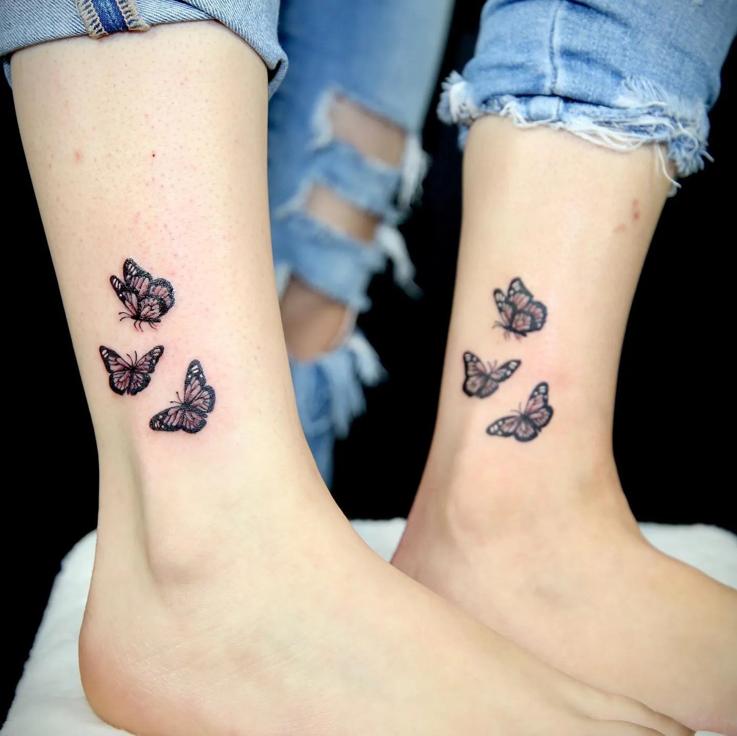 Matching butterfly woman tattoo for best friends